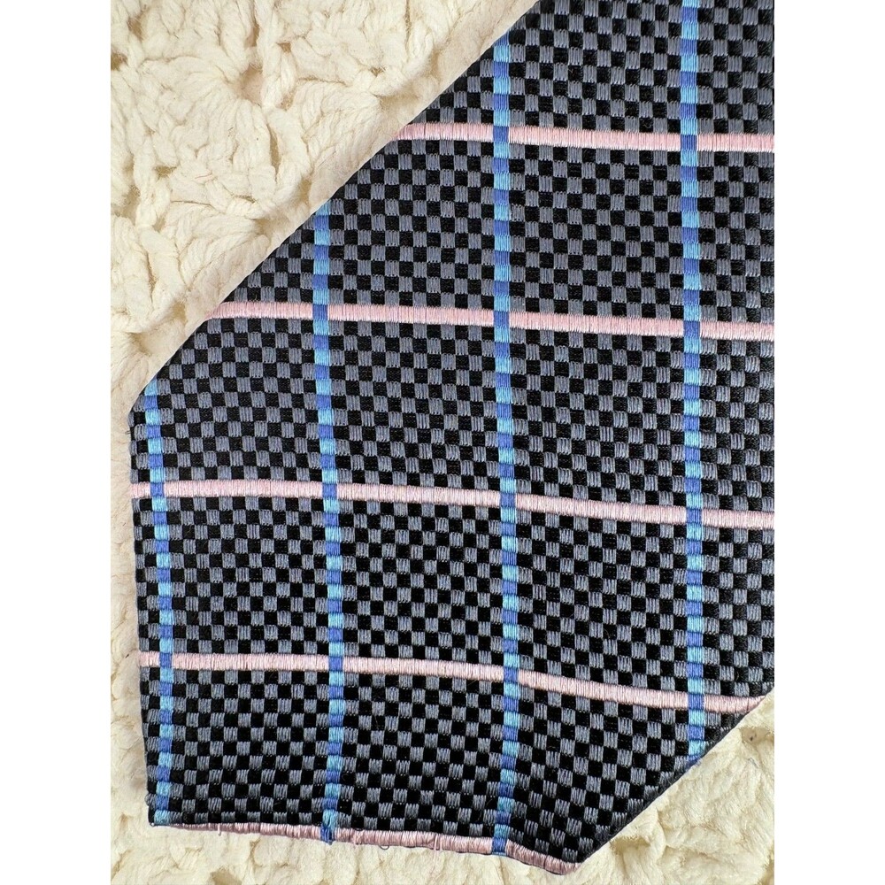 Vintage Tom James Men's Silk Tie Textured Striped Wide Long 4" x 64" EUC USA